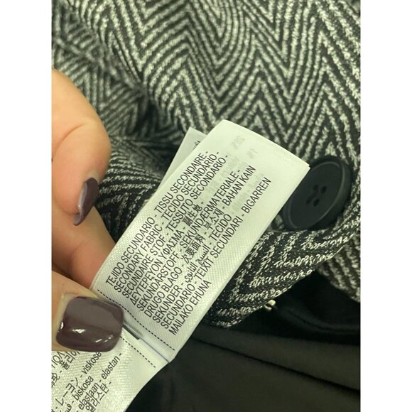 Zara Womens Herringbone Blazer Jacket Medium M Black Gray  Hooded 4387/368 NWT - Picture 14 of 16
